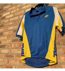 Nike Cycling Biking Jersey 1/4 Zip Shirt Small Back Pockets Vintage Silver Tag - Picture 1 of 8