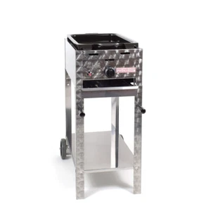 Edelstahl fahrbar Gasgrill Gasbräter 1-flammig (3,65kW) Grill BBQ P1EMFB - Bild 1 von 5