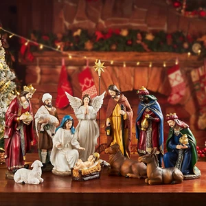 Nativity Sets for Christmas Indoor Set of 13 Pieces 11.8 Inches Resin Figurines - Picture 1 of 7