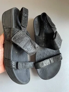Vionic Bolinas Black Snake wedge sandals uk 5 eur 38 - Picture 1 of 24