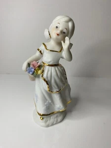 Vintage Porzellan Figur Mädchen mit Blumen - Bild 1 von 5