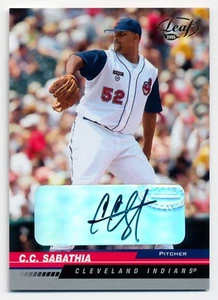 2005 Donruss Leaf C.C. SABATHIA Gold Auto Rare SP CC Cleveland Indians #6/10 - Picture 1 of 2