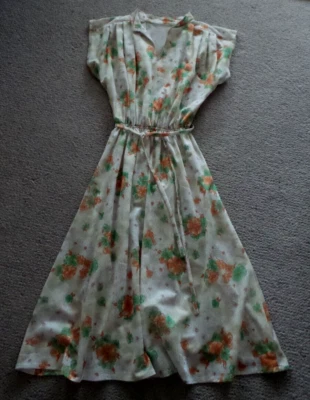 Genuine vintage 1970's floral day dress + slip petticoat sz 10 great condition Foto 1 de 4