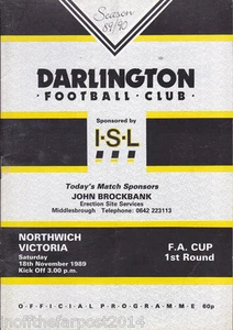 Copa FA 1989/90 DARLINGTON V NORTHWICH VICTORIA 18-11-1989 - Imagen 1 de 1