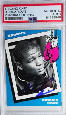 1990 Brown's Boxing #6 Riddick Bowe Signed Rookie Card Autograph RC Auto PSA HOF - Image 1 of 2