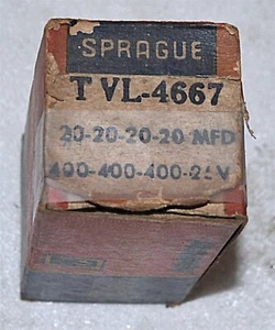 SPRAGUE TWIST-LOK TVL-4667 20-20-20-20 MFD 400-400-400-26 WDC CAPACITOR NEW - Picture 1 of 1