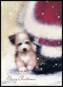 Greeting Card - Dog Puppy - Christmas 0580 - Picture 1 of 2