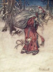 Arthur Rackham, Santa Claus Book of Pictures Fairy Fantasy Art Print Poster A4 - Picture 1 of 2