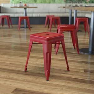 18" Table Height Stool, Stackable Backless Metal Indoor Dining Stool, Commerc... - Picture 1 of 114