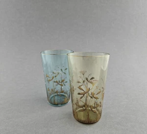 Art Nouveau - 2 champagne cups / champagne glass. Floral Enamel Painting. F. Heckert around 1890 - Picture 1 of 4