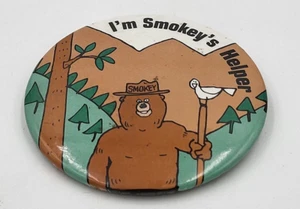 Pin de 3 pulgadas Smokey the Bear ""I'm Smokey's Helper"" - usado - Imagen 1 de 3