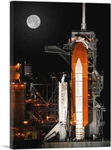 ARTCANVAS NASA Rocket Launch Pad with Full Moon Canvas Art Print - Picture 1 of 11
