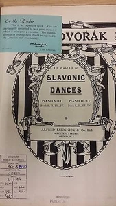 Dvorak: Danzas eslavas: partitura musical (G2) - Imagen 1 de 1