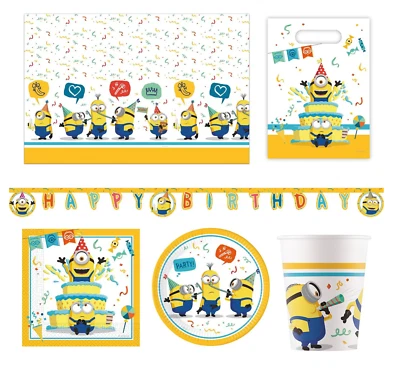 Minions Party Tableware Decorations Plates Cups Napkins Tablecover Despicable Me - Image 1 of 4