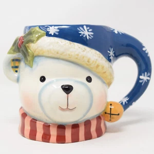 Susan Winget Holiday Polar Bear Head Mug 3D Crtifd International Anthropomorphic - Picture 1 of 14