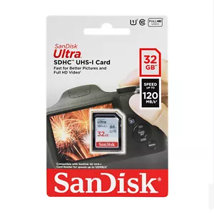 SanDisk Ultra SD Card 32GB SDHC UHS-I Flash Memory Class 10 for HD Camera - Picture 1 of 3