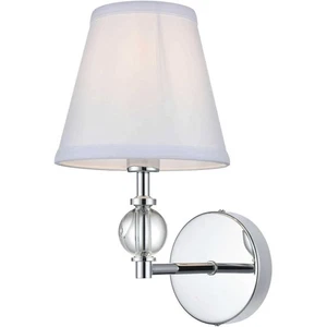 White Lamp Shade Chrome Wall Sconce Light Fixture Glass Ball Lighting - Picture 1 of 7
