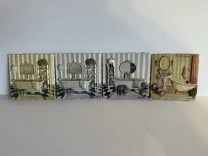 C. Winterle Olson 3D Badezimmer Wandkunst Plaketten 4er Set Harz Vintage Dekor - Bild 1 von 4