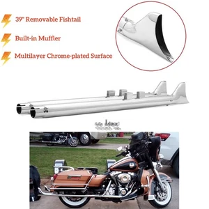 39" Fishtail Slip on Exhaust Pipes Mufflers For Harley Touring Road King 95-16 - Bild 1 von 11
