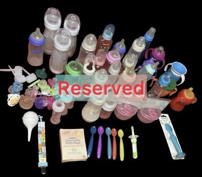 Huge Lot Baby Bottles Pacifiers Spoons Sippy Cups Etc New & Used - Image 1 of 4