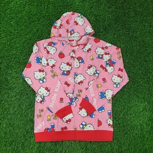 Sanrio Cat Hello-Kitty AOP Zip Hoodie Jacket Womens XL 21x27 Pink Lightweight - Imagen 1 de 17