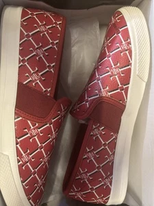 BNIB RALPH LAUREN RED PRINT JINNY LOGO SLIP ON SNEAKERS TRAINERS SIZE UK 4.5 - Picture 1 of 7