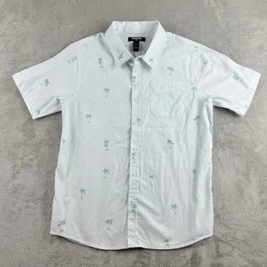 RSQ Shirt Youth Boys Large Light Blue Palm Tree Print Short Sleeve Vacation NEW - Picture 1 of 14