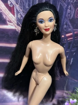 Барби редкая кукла азиатский американский w очень длинный ворон черный волосы и серьги + кольцо🌸 - Изображение 1 из 4