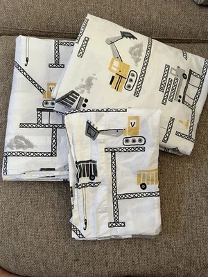 Juego de sábanas dobles Pottery Barn Kids Ethan Construction Vehicles + una funda de almohada Foto 1 de 4
