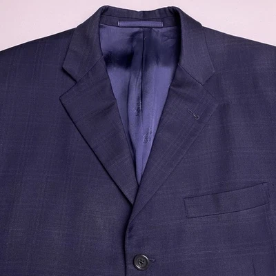 Burberry London Suit 2 Piece 42R (39x29) Mens 3 Button Navy Plaid **FLAWS** - Image 1 of 4