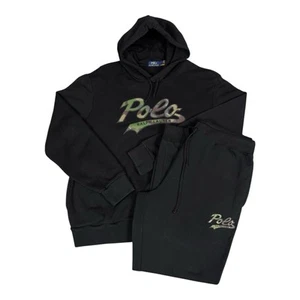 Polo Ralph Lauren Men's Black Logo Camo Script Hoodie & Jogger Pant 2-Piece Set - Picture 1 of 22