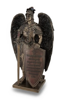 ZECKOS Take Up The Shield of Faith Warrior Angel Statue Bible Verse