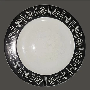Set of 3 Furio Contemporary Casuals 11" Dinner Plates Black White Geometric - Picture 1 of 6
