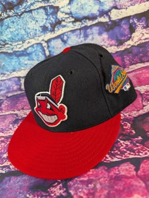 Cleveland Indians 90’s Wahoo 1997 World Series New Era 59FIFTY Wool Cap Hat - Image 1 of 4