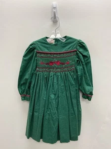 Vestido para niña talla 4T verde/blanco borgoña ajustado - Imagen 1 de 3
