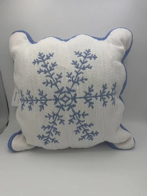Woven Snowflake Square Throw Pillow with Scalloped Trim Christmas Pillow - Image 1 of 4