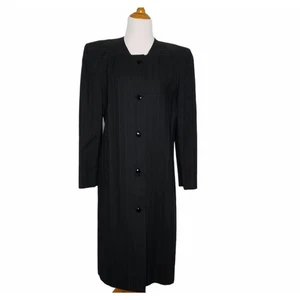 Vintage Carolina Herrera for Saks Fifth Avenue langer schwarzer Mantel Schulterpolster 6 - Bild 1 von 14