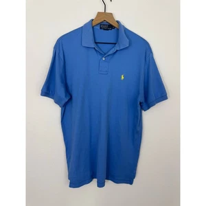 Polo Ralph Lauren Herren Poloshirt Blau Gelb Pony Logo Gr. M Baumwolle - Bild 1 von 4