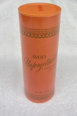 Polvo de talco perfumado inolvidable Avon de colección 3,5 oz error invertido completo Foto 1 de 2