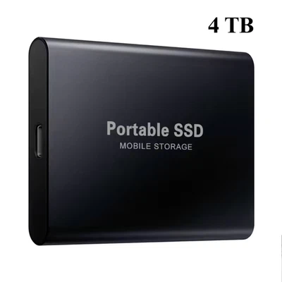 SSD preto 4TB USB3.1 | Disco rígido externo compacto | Armazenamento de transferência rápida tipo C - Imagem 1 de 4