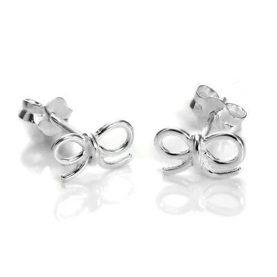 Sterling Silver Bow Stud Earrings Bows Gift Present Xmas Ribbon Studs - Image 1 of 4