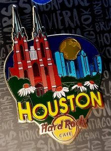 PIN HOUSTON SALUDOS DE LA SERIE PICK DE GUITARRA LUNA LLENA SOBRE CIUDAD Hard Rock Café - Imagen 1 de 1