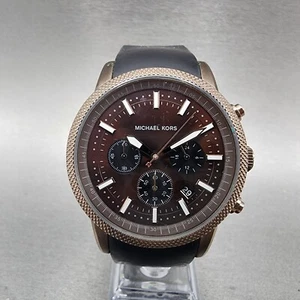 Michael Kors Scout Chronograph Watch Men 43mm Brown Dial Brown Case New Battery - Picture 1 of 11