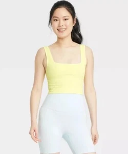 Women's Seamless Cropped Tank Top/ Sports Bra - All in Motion Size XS Yellow - Picture 1 of 3