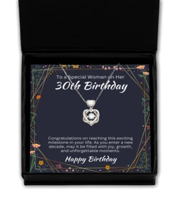 30th Birthday Heart Knot Silver Necklace,To a Special Woman,30th Birthday Gift,3 - Picture 1 of 5