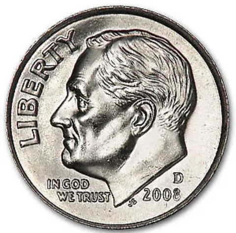2008-D Roosevelt Dime Gem BU From Original Bank Roll Free Shipping 3168 Cover