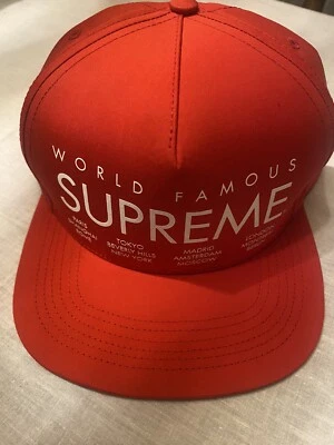 🔥🔥 (2015) Supreme Snapback 帽子 红色世界著名 全新 无标签 🔥🔥 — 第 1/4 张图片