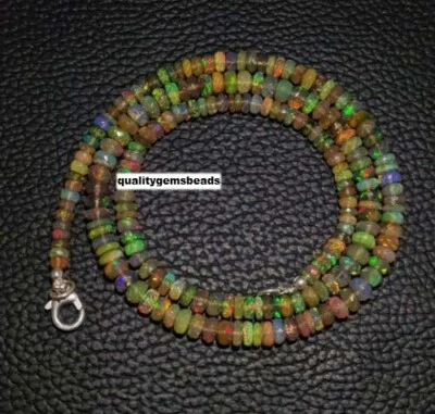 Collana in argento sterling 925 opale etiope fuoco perline rondelle 3-5 mm, 1... - Immagine 1 di 3