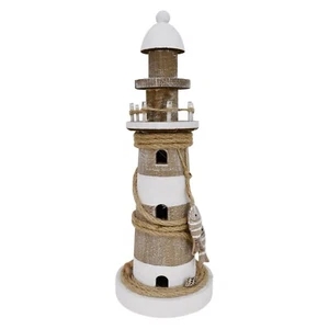Wooden Lighthouse Decoration with Lights Nautical Tabletop Centerpiece Decora... - Picture 1 of 7