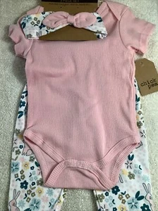 BABY GIRLS CHICK PEA 3 PIECE SET PINK BODYSUIT, SHORTS & HEADBAND 6-9 MO NWT - Picture 1 of 4